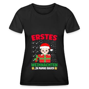 Erstes Weihnachten in Mamas Bauch Weihnachten - Frauen Funktions-T-Shirt - Schwarz - Vorne - AI Model Female 172 light (172cm)