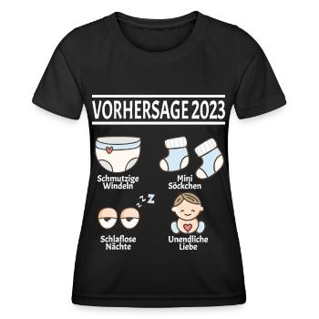 Werdende Eltern Vorhersage 2023 Schwanger für - Frauen Funktions-T-Shirt - Schwarz - Vorne - AI Model Female 172 light (172cm)