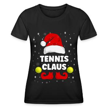 Tennis Claus Christmas Outfit Family Partner Look - Women's Functional T-Shirt - black - Front - AI Model Female 172 light (172cm)