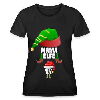 Baby & Mama Elfe Schwangerschaft Verkünden - Frauen Funktions-T-Shirt - Schwarz - Vorne - AI Model Female 172 light (172cm)