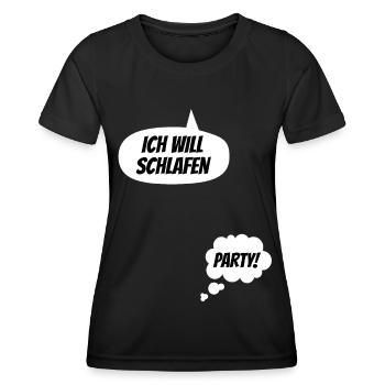 Ich will schlafen, Party! Lustige Schwangerschaft - Frauen Funktions-T-Shirt - Schwarz - Vorne - AI Model Female 172 light (172cm)