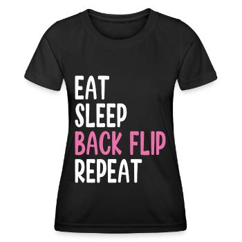 Eat Sleep Back Flip Repeat Tumbling Proud Gymnast - Frauen Funktions-T-Shirt - Schwarz - Vorne - AI Model Female 172 light (172cm)