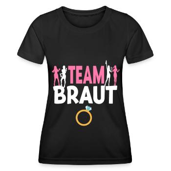 Team Braut - Lustiges Junggesellenabschied Kostüm - Frauen Funktions-T-Shirt - Schwarz - Vorne - AI Model Female 172 light (172cm)