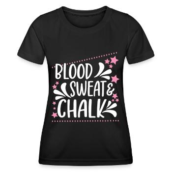 Blood Sweat And Chalk- Proud Gymnast Gift Idea - Frauen Funktions-T-Shirt - Schwarz - Vorne - AI Model Female 172 light (172cm)