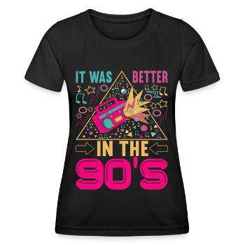 90s 90s 90s Party - Women's Functional T-Shirt - black - Front - AI Model Female 172 light (172cm)