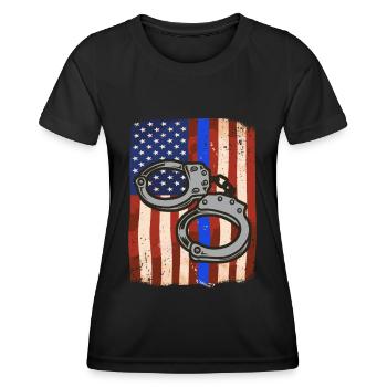 Policier - T-shirt sport Femme - noir - Devant - AI Model Female 172 light (172cm)