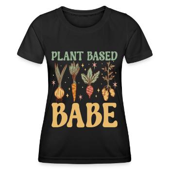 Végétarien végétalien - T-shirt sport Femme - noir - Devant - AI Model Female 172 light (172cm)