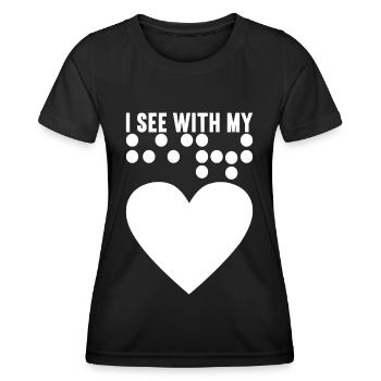 Déficience visuelle aveugle - T-shirt sport Femme - noir - Devant - AI Model Female 172 light (172cm)