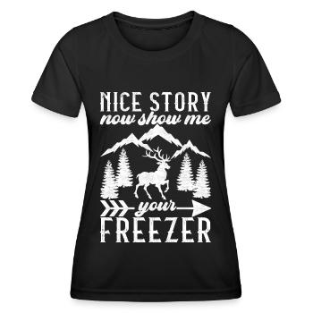 Hunting Hunter Hunting Deer - Women's Functional T-Shirt - black - Front - AI Model Female 172 light (172cm)