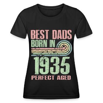 The best fathers were born in 1935, 88 years old, - Women's Functional T-Shirt - black - Front - AI Model Female 172 light (172cm)