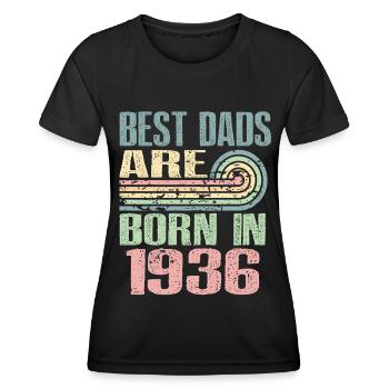 Die Besten Väter Sind 1936 Geboren, 87 Jahre Alt, - Frauen Funktions-T-Shirt - Schwarz - Vorne - AI Model Female 172 light (172cm)