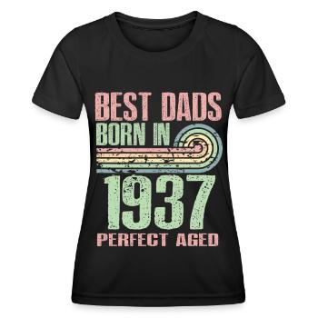The best fathers were born in 1937, 86 years old, - Women's Functional T-Shirt - black - Front - AI Model Female 172 light (172cm)
