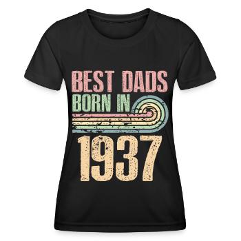 The best fathers were born in 1937, 86 years old, - Women's Functional T-Shirt - black - Front - AI Model Female 172 light (172cm)
