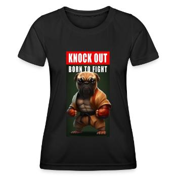 Cooler Lustiger Boxender Hund Bulldogge Geschenk - Frauen Funktions-T-Shirt - Schwarz - Vorne - AI Model Female 172 light (172cm)