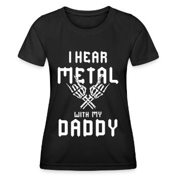 J’écoute du metal avec mon T-shirt Papa pour enfants - T-shirt sport Femme - noir - Devant - AI Model Female 172 light (172cm)