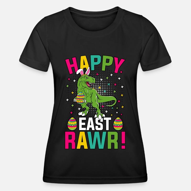 Happy East Rawr Easter T-Rex - Women's Functional T-Shirt - black
