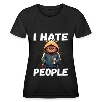 I Hate People - Coffee Cats Introverted - Women's Functional T-Shirt - black - Front - AI Model Female 172 light (172cm)