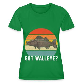 Walleye Fishing Anglers - Women's Functional T-Shirt - kelly green - Front - AI Model Female 172 dark (172cm)