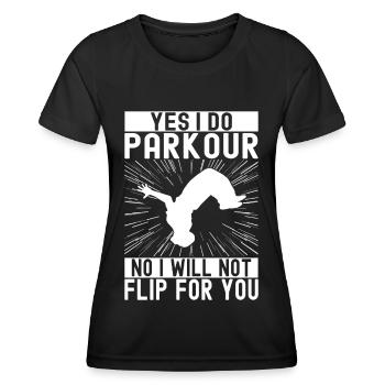 Parkour Freerunning - Frauen Funktions-T-Shirt - Schwarz - Vorne - AI Model Female 172 light (172cm)