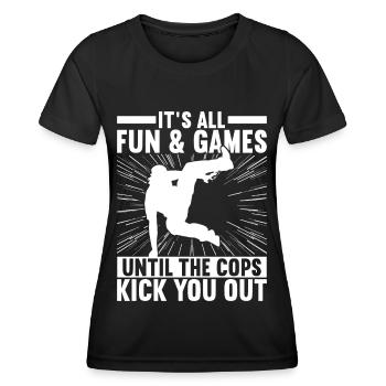 Parkour Freerunning - Frauen Funktions-T-Shirt - Schwarz - Vorne - AI Model Female 172 light (172cm)