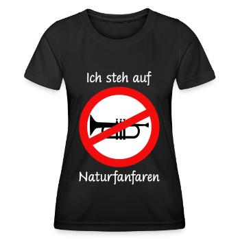 Lustiger Spruch Ich steh auf Naturfanfaren - Frauen Funktions-T-Shirt - Schwarz - Vorne - AI Model Female 172 light (172cm)