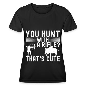 Chasseurs Chasse au sanglier - T-shirt sport Femme - noir - Devant - AI Model Female 172 light (172cm)