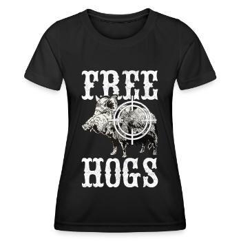 Chasseurs Chasse au sanglier - T-shirt sport Femme - noir - Devant - AI Model Female 172 light (172cm)