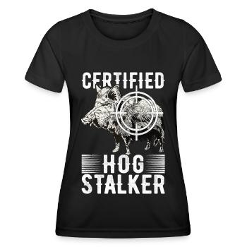 Chasseurs Chasse au sanglier - T-shirt sport Femme - noir - Devant - AI Model Female 172 light (172cm)