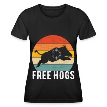Chasseurs Chasse au sanglier - T-shirt sport Femme - noir - Devant - AI Model Female 172 light (172cm)