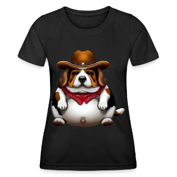 Gros Beagle Cowboy - T-shirt sport Femme - noir - Devant - AI Model Female 172 light (172cm)
