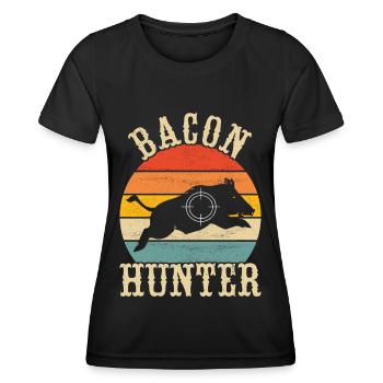 Chasseurs Chasse au sanglier - T-shirt sport Femme - noir - Devant - AI Model Female 172 light (172cm)