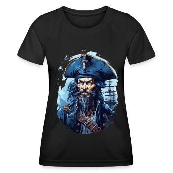 Pirate Skull Jolly Roger Costume Gift - Women's Functional T-Shirt - black - Front - AI Model Female 172 light (172cm)