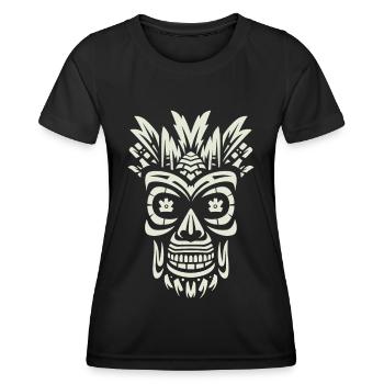 Tribal Tiki Maori Masque Polynésien Rétro Polynésien - T-shirt sport Femme - noir - Devant - AI Model Female 172 light (172cm)