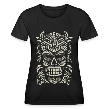 Masque Tiki - T-shirt sport Femme - noir - Devant - AI Model Female 172 light (172cm)