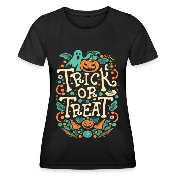 Trick or Treat Joyeux Halloween - T-shirt sport Femme - noir - Devant - AI Model Female 172 light (172cm)