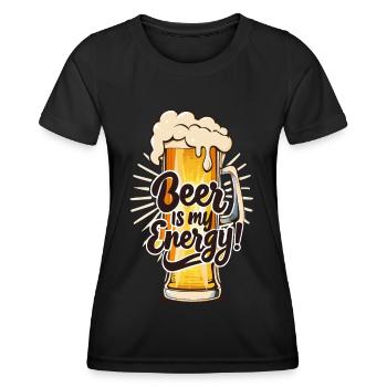 Beer is my Energy Biertrinker Bierliebhaber - Frauen Funktions-T-Shirt - Schwarz - Vorne - AI Model Female 172 light (172cm)
