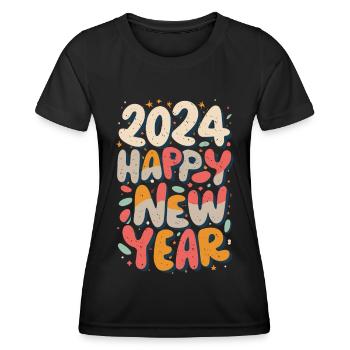 Tenue de fête du Nouvel An 2024 - T-shirt sport Femme - noir - Devant - AI Model Female 172 light (172cm)