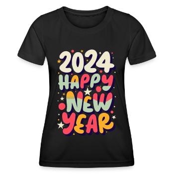 Tenue de fête du Nouvel An 2024 - T-shirt sport Femme - noir - Devant - AI Model Female 172 light (172cm)