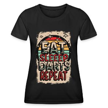 Eat Sleep Darts Repeat Dart Saying - Women's Functional T-Shirt - black - Front - AI Model Female 172 light (172cm)