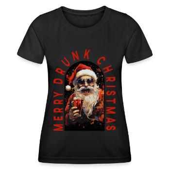 Merry Drunk Christmas Santa Claus Drinks Alk - Women's Functional T-Shirt - black - Front - AI Model Female 172 light (172cm)