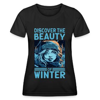 Découvrez la beauté de la citation de skieur d’hiver - T-shirt sport Femme - noir - Devant - AI Model Female 172 light (172cm)
