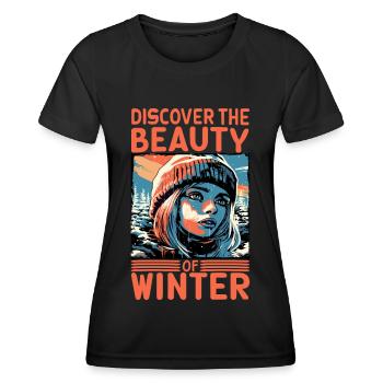 Découvrez la beauté de la citation de skieur d’hiver - T-shirt sport Femme - noir - Devant - AI Model Female 172 light (172cm)