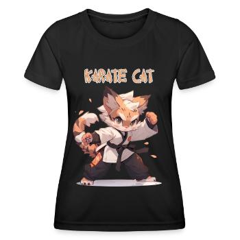 Lustige Karate Katze MMA Kawaii Kampfsport - Frauen Funktions-T-Shirt - Schwarz - Vorne - AI Model Female 172 light (172cm)