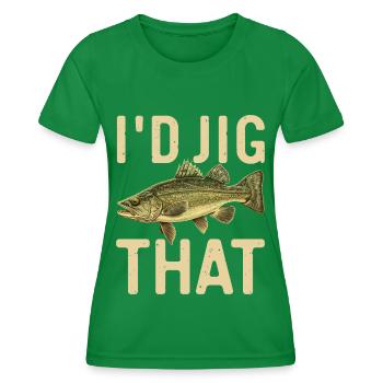 Walleye Fishing Angler - Women's Functional T-Shirt - kelly green - Front - AI Model Female 172 dark (172cm)