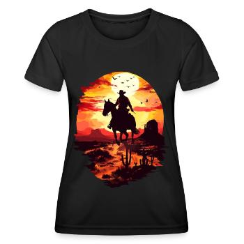 Cowboy Pferd Wild West Western Reiten Wildnis USA - Frauen Funktions-T-Shirt - Schwarz - Vorne - AI Model Female 172 light (172cm)
