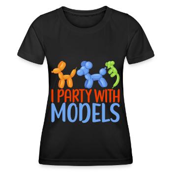 Ballontier Balloon Twisting - Frauen Funktions-T-Shirt - Schwarz - Vorne - AI Model Female 172 light (172cm)
