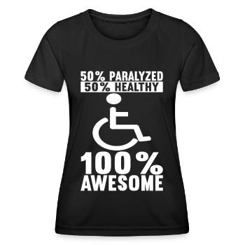 Personnes en fauteuil roulant Fauteuil roulant - T-shirt sport Femme - noir - Devant - AI Model Female 172 light (172cm)