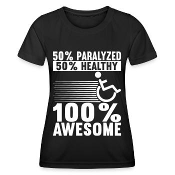 Personnes en fauteuil roulant Fauteuil roulant - T-shirt sport Femme - noir - Devant - AI Model Female 172 light (172cm)