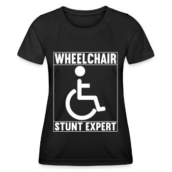 Personnes en fauteuil roulant Fauteuil roulant - T-shirt sport Femme - noir - Devant - AI Model Female 172 light (172cm)
