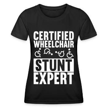 Personnes en fauteuil roulant Fauteuil roulant - T-shirt sport Femme - noir - Devant - AI Model Female 172 light (172cm)